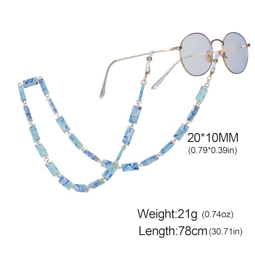 Image of kkjoy Acrylic Glasses Chain Colourful Squares Beach Holidays Sunglasses Holder Strap Eyeglass Lanyards for Women Men