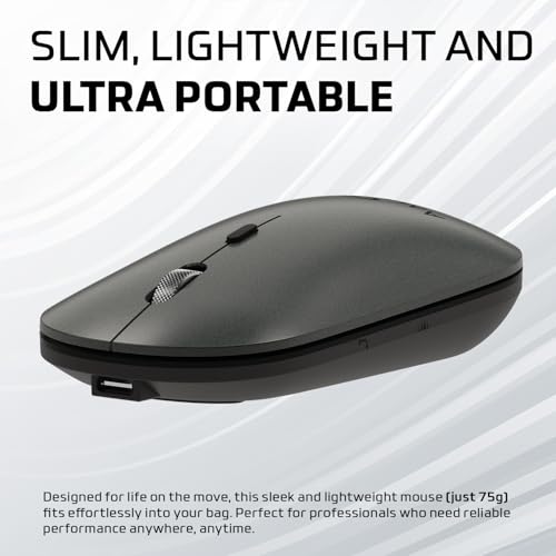 Image of Amkette Hush Pro Epic LP Rechargeable Wireless Mouse /Bluetooth Mouse | Multi-Device Connectivity with 2.4 GHz & 2X BT, Silent Switches, Slim & Lightweight Travel-Friendly Design, Upto 3200 DPI (Grey)