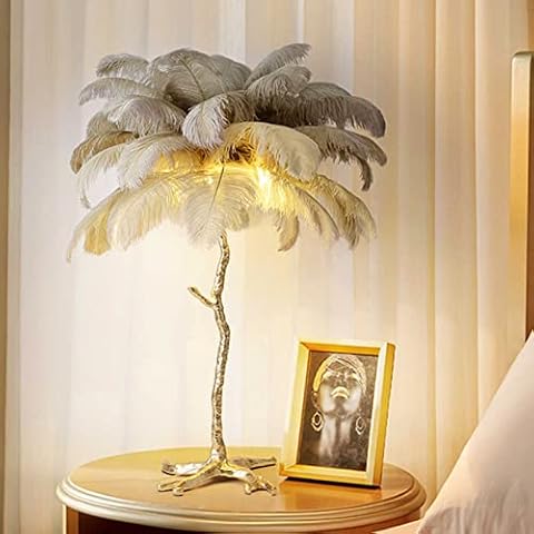 Feather Lamp, Modern Luxury Ostrich Feather LED Floor Lamp, Resin Floor Light, Home Decor Floor Lamps for Living Room Standing Lamp Cover