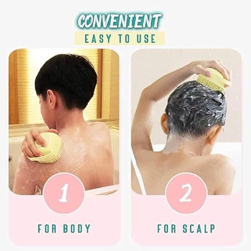 Image of Pack Of 2 Silicone Exfoliating Brushes,Body Scrubber with Soap Dispenser Brush,Bath Loofah for Babies,Soft Body Exfoliator,Non-Toxic Bath Brushes