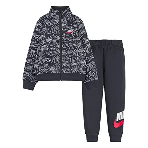 Nike Little Boy Printed Full Zip Jacket & Pants 2 Piece Tracksuit (B(76J216-023)/W, 3T)