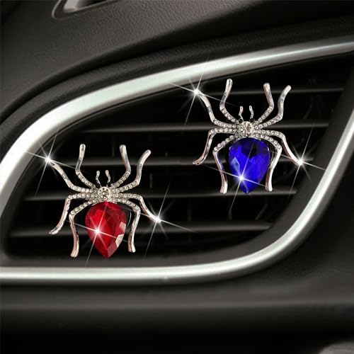 Image of Halloween Spider Crystal Spiderman Car Decor, Vent Clip with Bling, Perfect for Women - Red