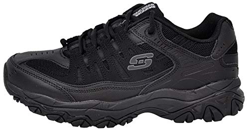 Image of Skechers Men's Afterburn Memory Fit Lace-up Sneaker, Black /Black, 9.5 XW US