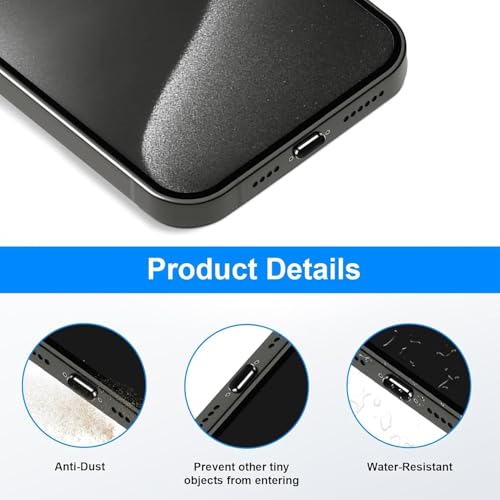Image of Mizi [2 Pack] USB-C Metal Anti Dust Plug Cover, Protect Charging Port from Dust and Moist with Storage Box and Cable Clip Holder for iPhone 15 /16 /17Series - Black