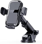 Car Phone Mount for Dashboard & Windshield | Suction Cup & Air Vent Clip | 360 Adjustable | Universal for iPhone & Samsung | Strong Grip Holder