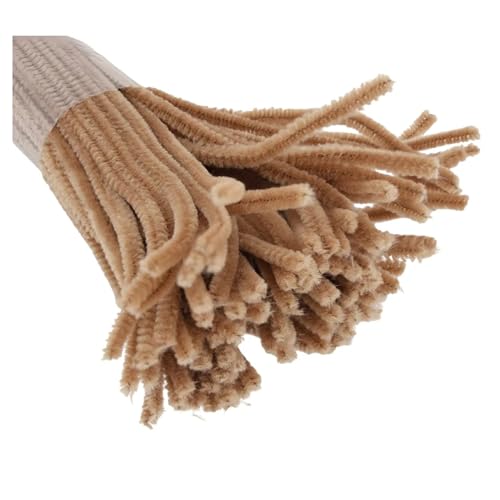 Image of 100Pc Pipe Cleaners Craft Set | Chenille Stem Fuzzy Sticks DIY Craft Supplies for Art Projects Activities, Decorations, Flower Making, Modeling & Sculpting (Tussar(faun))