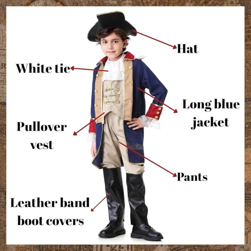 Disfraz George Washington para niños 5-6 años azul miniatura 5