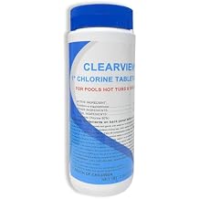 ClearView Stabilized Chlorine Tablets 1 Inch 2 Lbs for Pools, Slow-Dissolving 1" Chlorinating Tablets Sanitizer for Spas and Hot Tubs