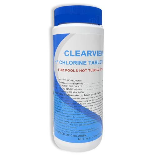 ClearView Stabilized Chlorine Tablets 1 Inch 2 Lbs for Pools,