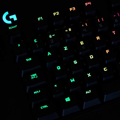 Logitech G PRO Clavier gaming mécanique, conception ultra-portable sans pavé numérique, câble micro-USB détachable, touches rétroéclairées LIGHTSYNC RVB 16,8M de couleurs, AZERTY FR, PC/Mac - Noir
