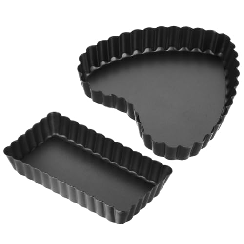CIYODO 2pcs Non Stick Baking Pan Heart Shape Rectangle Cake Molds with Removable Bottom Metal Deep Baking Pans for Oven for Mousse