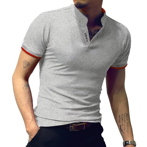 Camiseta polo para hombre LOGEEYAR, cuello polo, manga corta, ajuste slim, 95 % algodón y 5 % spandex miniatura 2