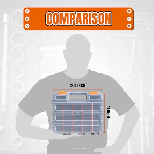 Tool Box with Transparent Lid, Double Side 34-Compartments Organizer Box with Removable Dividers for Hardware, Screws, Bolts, Nails, Beads, Jewelry and Fishing Accessories, Orange, 2 Pack - Image 6