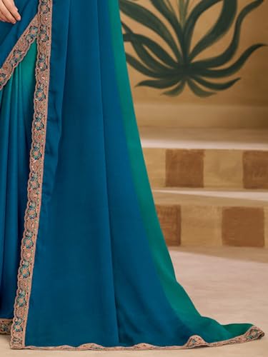 Image of AKHILAM Women's Satin Sequence Embroidery Saree With Unstitched Blouse Piece(SNDLWOD1601 TFH Parent)