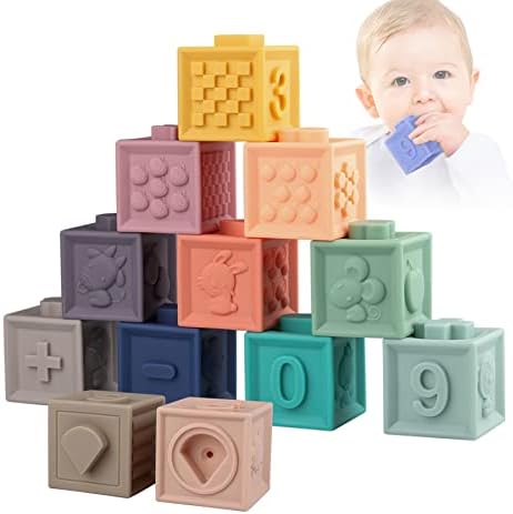 YIDIBOF Baby Stacking Soft Building Blocks - Montessori Toys for Babies 0 9 6-12 Months - Development Sensory Infant Learning Toys - Non Toxic