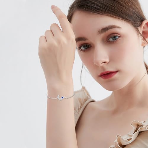 Moon Bracelet for Women 925 Sterling Silver Moonstone/Birthstone Moon Bracelet Butterfly/Dragonfly Bracelet Celtic Moon Butterfly Dragonfly Jewelry Gifts for Women3