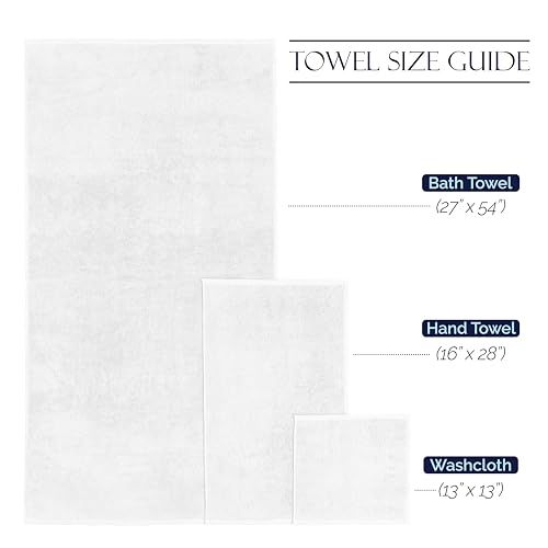 Image of Elegant Comfort Premium Cotton 8-Piece Towel Set, Includes 4 Washcloths, 2 Hand Towels and 2 Bath Towels, 100% Turkish Cotton - Highly Absorbent and Super Soft Towels for Bathroom, White