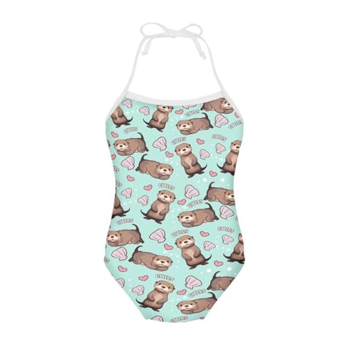 Image of Girls One Piece Swimsuit Summer Quick Dry Beach Sport Bathing Suit Halter Strap 1-10 Little Kids Toddler Swimwear