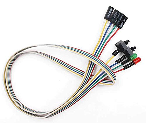 Image of Slim ATX PC Computer Motherboard Power On Off Reset Push Button Switch Cable with LED Light (65 cm)