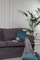 MASTERS OF COVERS Sofabezug für IKEA Ektorp 2-Sitzer, Baumwolle Dunkelgrau, Ersatzbezug 179x88x88 cm – Ansicht 4