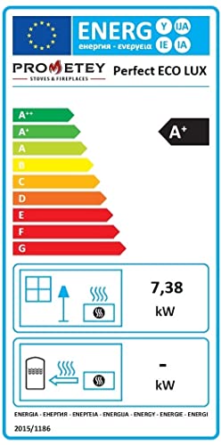 Foto von Kaminofen mit Backfach und Herdplatte Perfect Eco Lux Rot Links Holzofen 7 kW Kamin Ofen Holz Werkstattofen Hüttenofen Heizofen Gartenofen