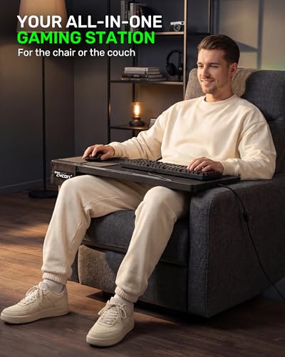 Image of Couchmaster Lapboard with HORIZONLIGHT RGB Bar, Ultimate Ergonomic USB-Hub Gaming Lap Board for Couch and Bed, Large, Stable and Compatible with All Keyboards and Mice, Laptops, PCs, PS4 /5, Xbox