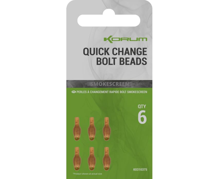 Korum Quick Change Bolt Beads Qty 6 | Feeder Fishing Quick Change Bead for Hooklengths | Safe Semi-Fixed Bolt Rig | Compatible with All In-line Feeders | Camo Fleck Colour | Code K0310375