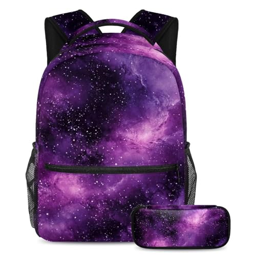 Cartable galaxie mystique violette spacieux contre le désordre scolaire