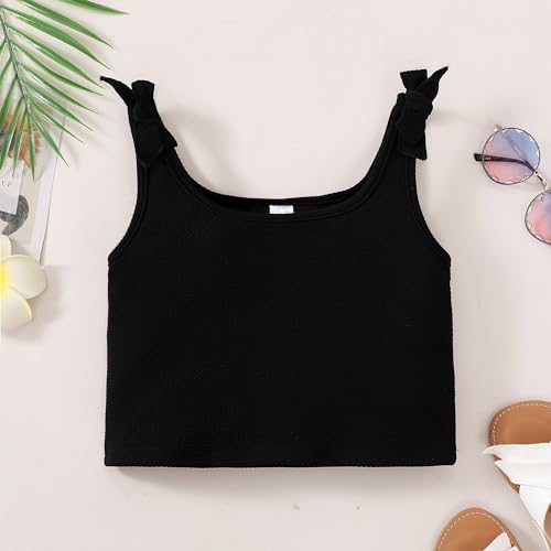 ROMPERINBOX Girls Tank Tops 8-12 Years 3 Pack Tween Girl Knot Shoulder Textured Crop Tank Top2