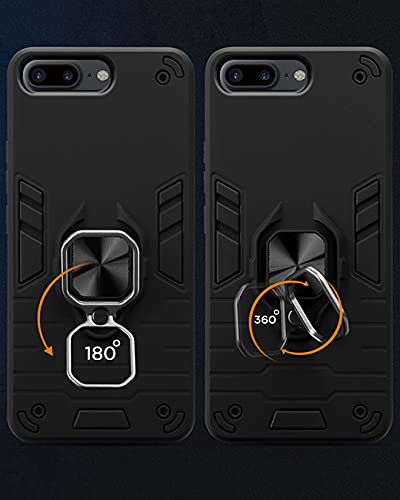 Image of Pikkme D5 Tough Armor Bumper Back Cover Case for iPhone 7 Plus,iPhone 8 Plus |Ring Holder & Kickstand in-Built (Black)