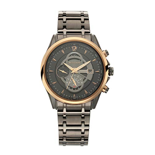 Image of Titan Maritime Quartz Chronograph With Date Anthracite Dial Anthracite Stainless Steel Strap Watch for Men - NT1830KM01