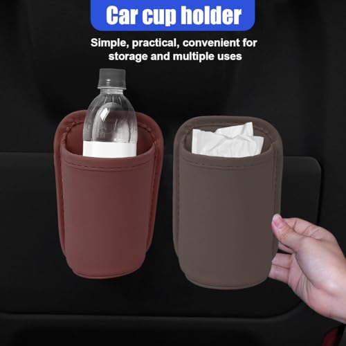 Portavasos para auto de cuero marrón miniatura 5