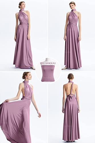 Image of Multi-Way Wrap Infinity Maxi Dress for Bridesmaids & Wedding Guest | 31 Colors for All Wedding Themes, One Size & Plus, 1 Dress for Any Events, Evening, Prom, Gala, Non-See-Through, Wrinkle-Free