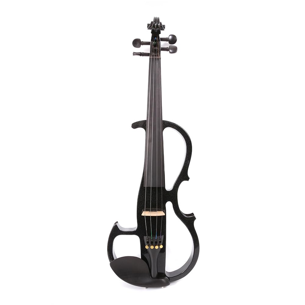 Viola Elettrica 4/5 Viole Nere Kit Studenti o Principianti con Custodia, Arco, Panno di Pulizia, Strumenti Musicali a Corda (01)