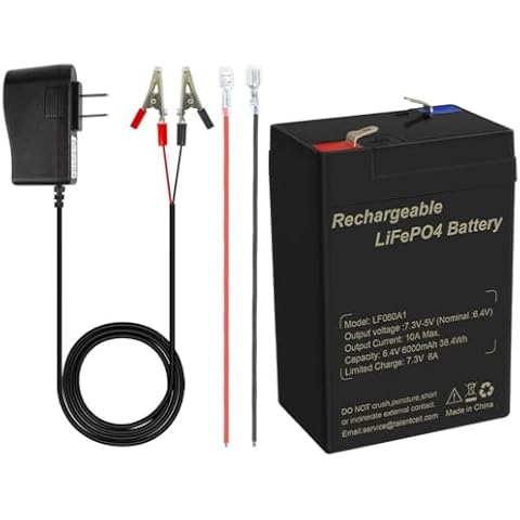 Talentcell 6V 6Ah LiFePO4 Battery Pack LF060A1, 2000 Cycles Rechargeable Lithium Iron Phosphate Battery with Charger Cover