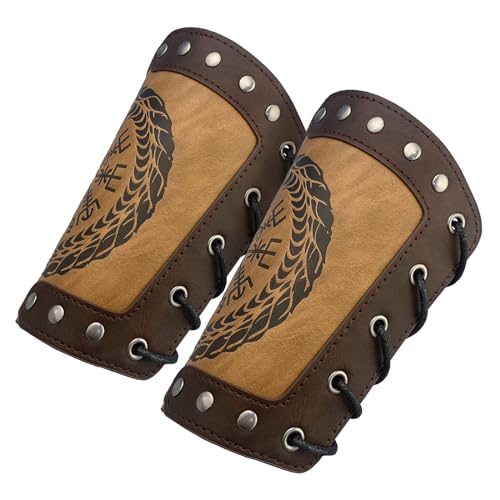 Armure de bras en cuir viking Jormungandr ajustable pour avant-bras - 3