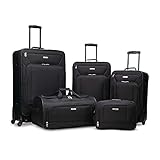 American Tourister Fieldbrook XLT Softside Upright Luggage, Black, 5-Piece Set (BB/DF/21/25/29)