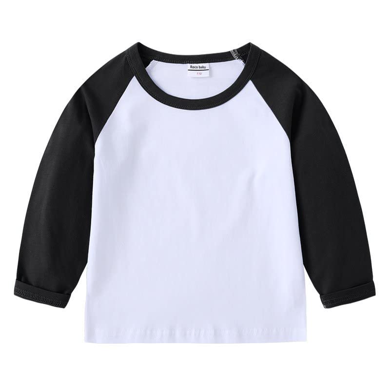 Kids Boys Girls Long Sleeve Shirts 𝐂olor Block Crewneck Cotton Soft Comfort Shirt Fall Winter Basic Tee Tops2