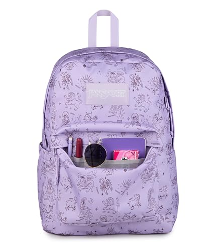 Image of JanSport SuperBreak Plus Backpack with Padded 15-inch Laptop Sleeve and Integrated Bottle Pocket - Spacious and Durable Daypack for Work and Travel, Horoscope Horizons Pastellilac /Mahognyhaze