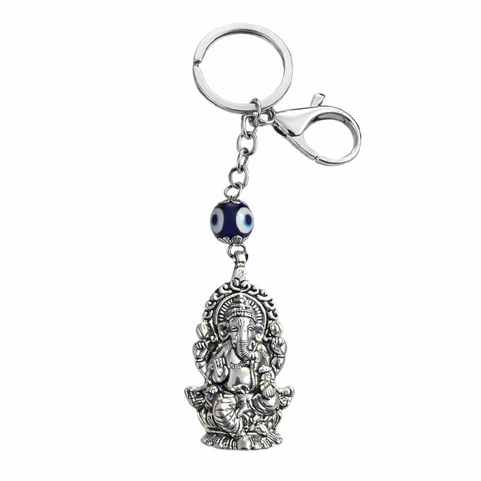Image of GJ Premium Turkish Evil Eye Keychain for Car, Bike & Home | Nazar Protection Keychain, Good Luck Charm | Spiritual Metal Key chain for Men & Women