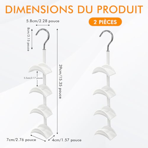 Solinorex Porte-Sacs Rotatif 360° – 2 Pièces, Organisateur de Rangement pour Sacs à Main, Crochet pour Sacs, 4 Crochets, Gain de Place pour Placard ou Mur, Porte-Sacs Suspendu – vue 2