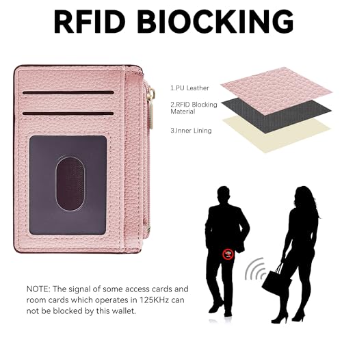Image of Tipmile Womens Credit Card Holder Wallet, Small Slim RFID Blocking Sleeve | Mini Tiny Cute ID Case, Minimalist Zipper Pocket Wallet, Thin Coin Purse, Mothers Gift