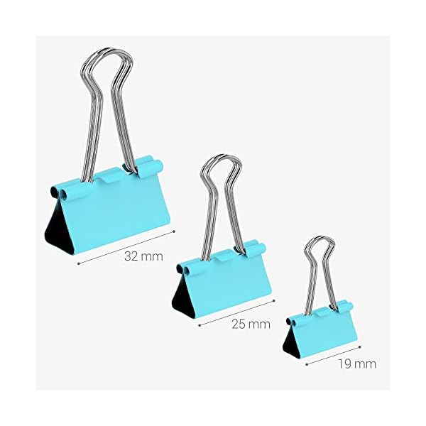 kwmobile 60x Foldback Klammern Set - 20x 19mm 20x 25mm 20x 32mm - Vielzweckklammer Büro Dokumenten Clips - Metall Maul… – Bild 4