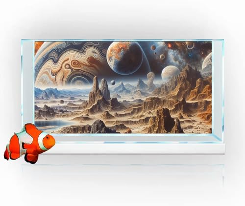 Image of 48X20IN Cosmic Spaceterrarium Background, Cool Parallel Space Themed Aquarium Reptile Habitat Background, Aquarium Background with 10EVA Double-Sided Tape