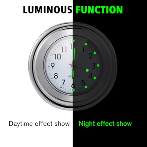 Tulov 2 Stück Uhr und Thermometer für Motorradlenker, 22 mm-25,4 mm(7/8 Zoll- 1 Zoll) Lenker, Wasserdichter Uhr für Motorradlenker, Motorrad-LenkerhalterungUhr für die meisten Motorräder
