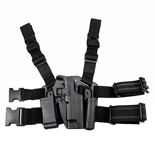 JINJULI Tactical M9 M92 Leg Holster Right Hand Paddle Thigh Belt Drop Pistol Gun Holster for Beretta M9 M92 (Black)