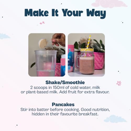 Image of Origin Kids Nutrition Mix | Ages 7-12 | 10g Plant Protein | Eye Health, Immunity & Height Growth | Cotton Candy Swirl, 299g | Zero Refined Sugar | Plant-Based