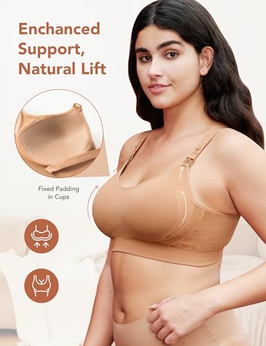 Image of HOFISH Nursing Bras for Breastfeeding, TwinClips Wearable Pump Bra Fixed Pad, Adjustable Support Maternity Bra for Pregnancy