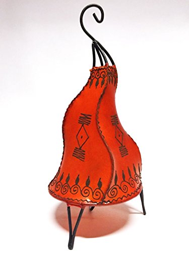 Orientalische Tischlampe Zeliha 42cm Lederlampe Hennalampe Lampe | Marokkanische kleine Tischlampen aus Metall… – Bild 7