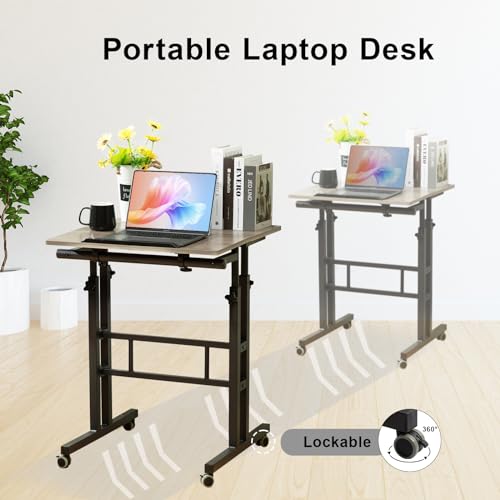 Image of Hadulcet Mobile Standing Desk Adjustable Height with Charging Station